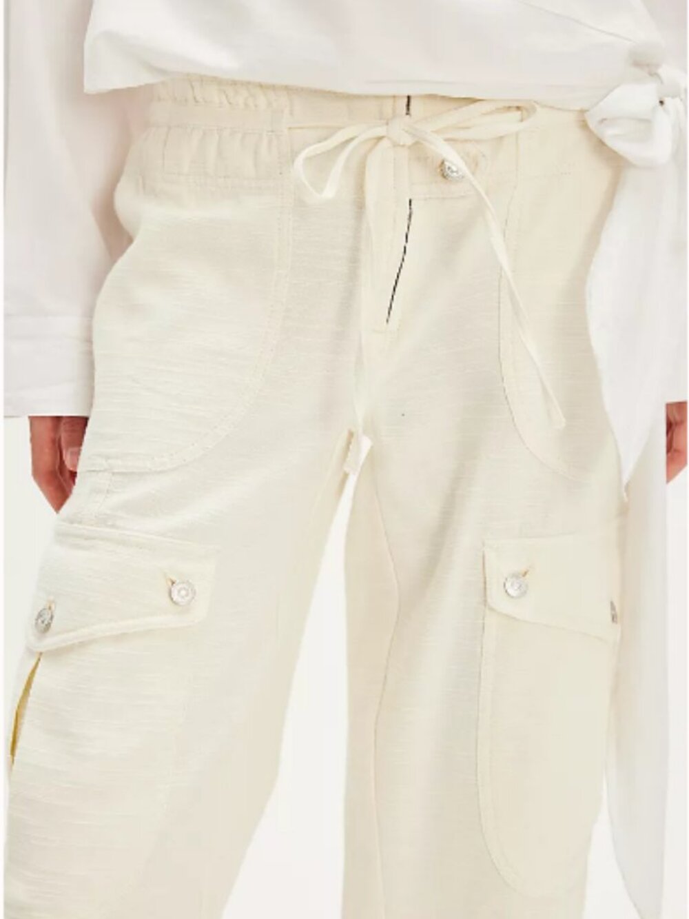 We The Free; Free People; Park Ave Pull-On Cargo Pants; Size Large; Ivory; EUC - Picture 2 of 11